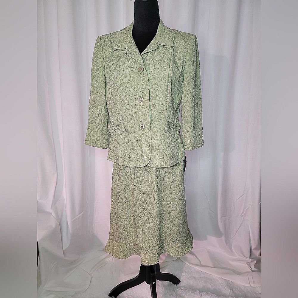 Miss Dorby 2 Piece Skirt Suit Sage Green